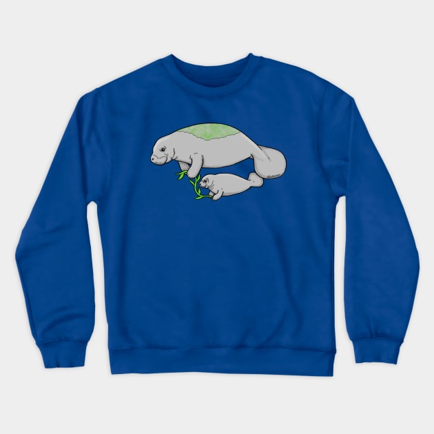 Manatee and Calf Crewneck Sweatshirt by HonuHoney